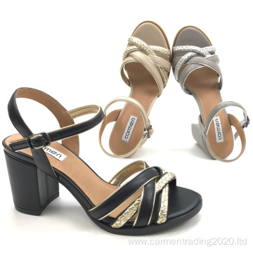 Women Crisscross Strappy Chunky Block Heel Sandal